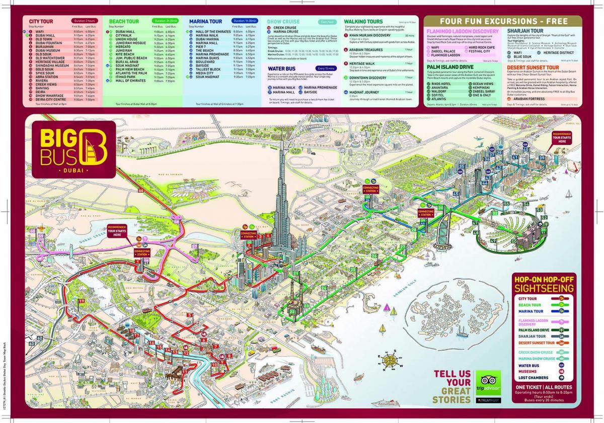 e kuqe e madhe autobus Dubai hartë