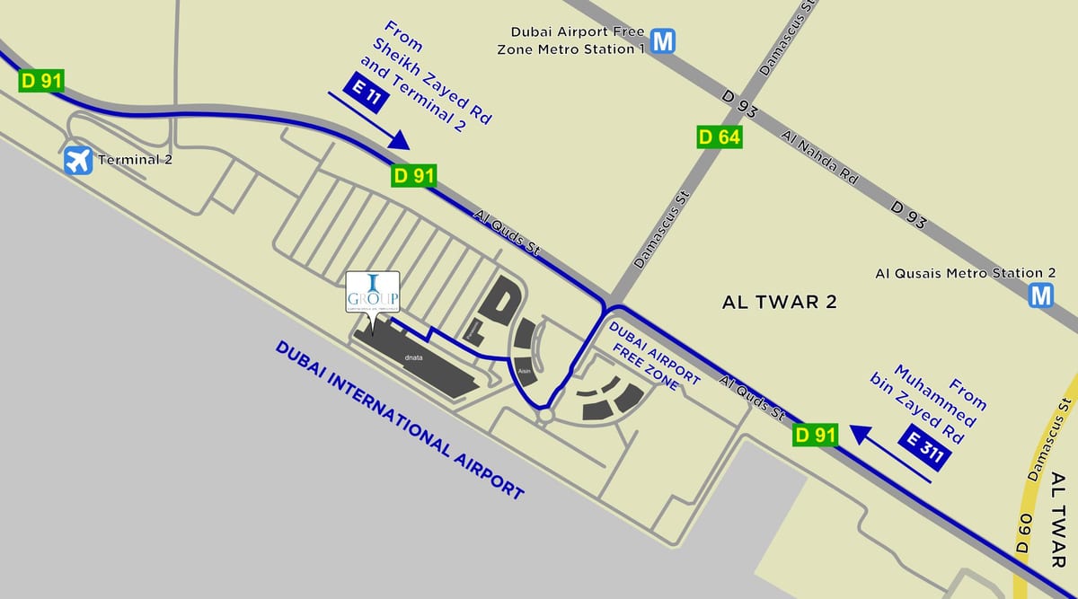 harta e Dubai aeroporti zonë të lirë