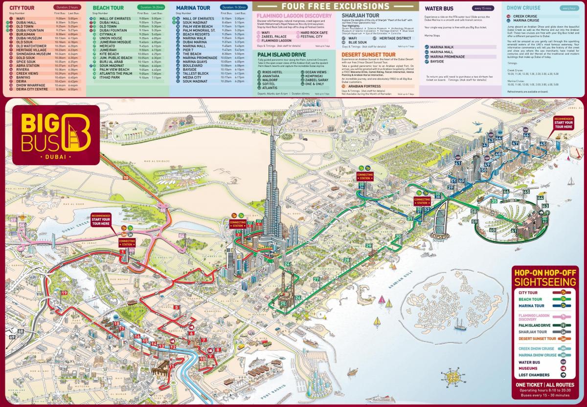 Dubai hartë me atraksione turistike