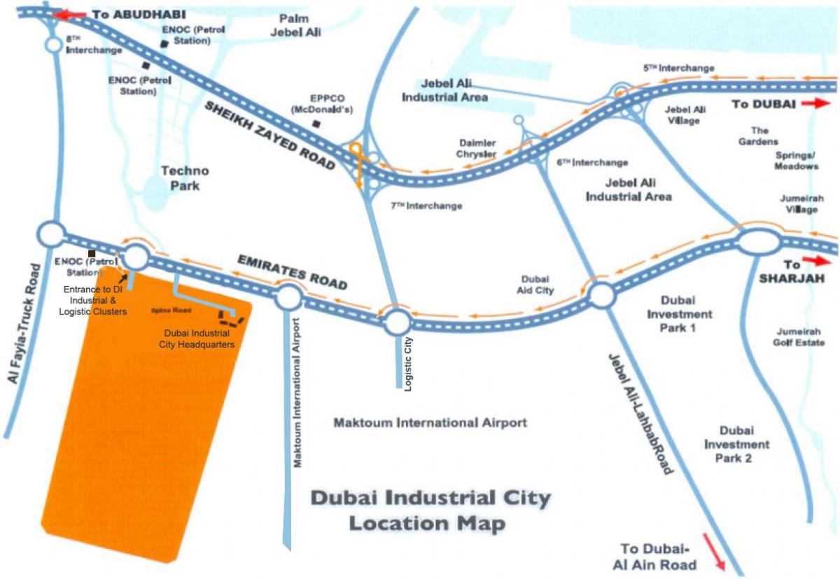 harta e Dubai industriale të qytetit