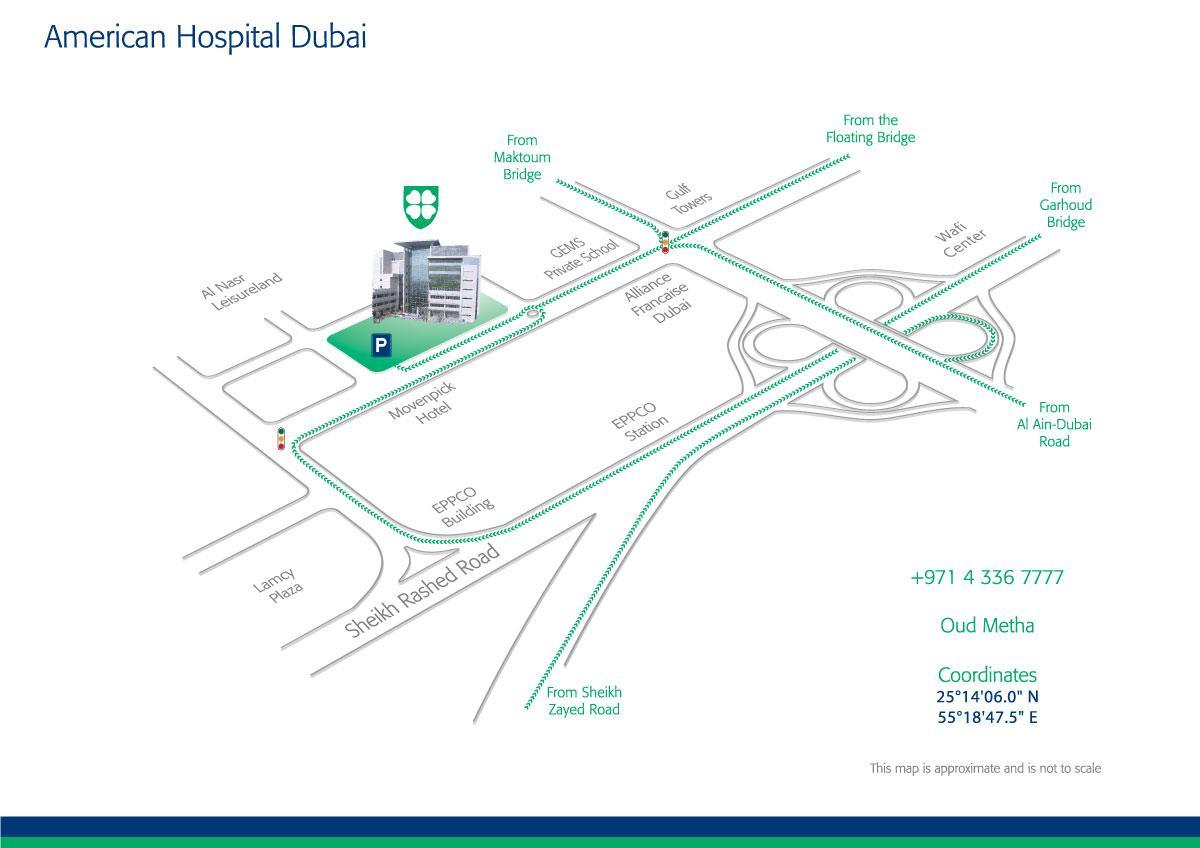 harta e spitali Amerikan Dubai